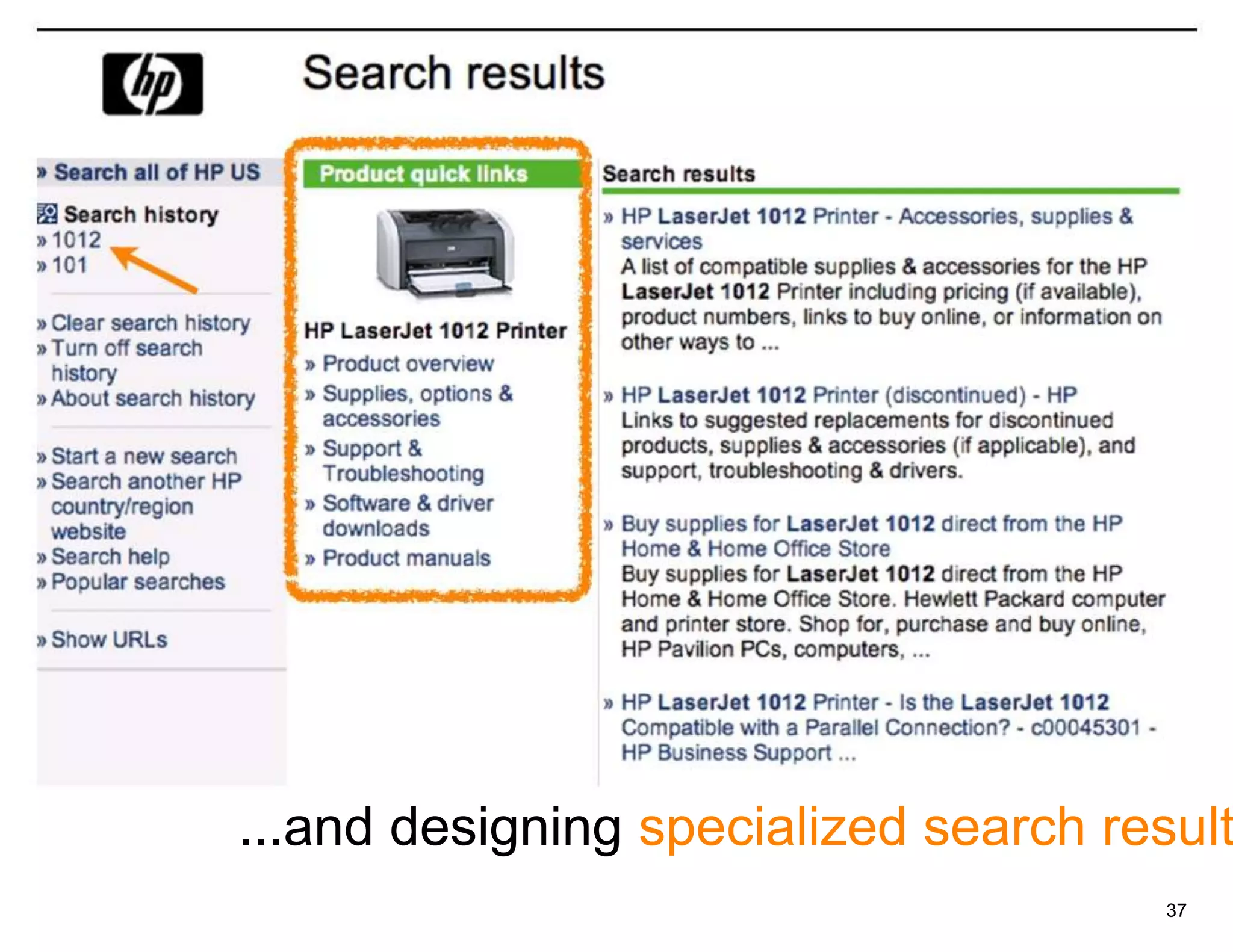 ...and designing specialized search result
                                       37
 