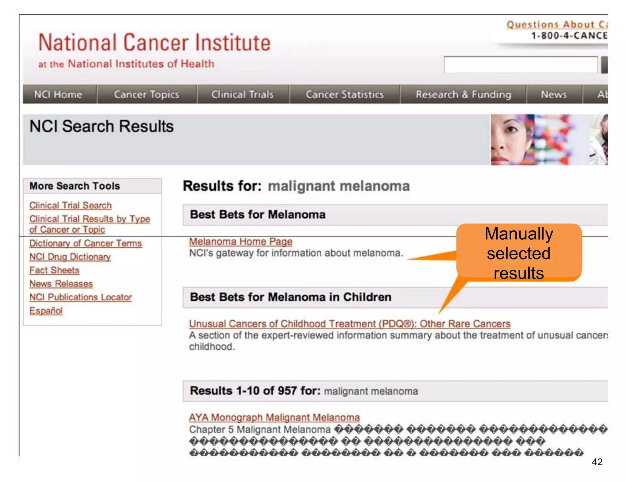 Manually
selected
 results




           42
 
