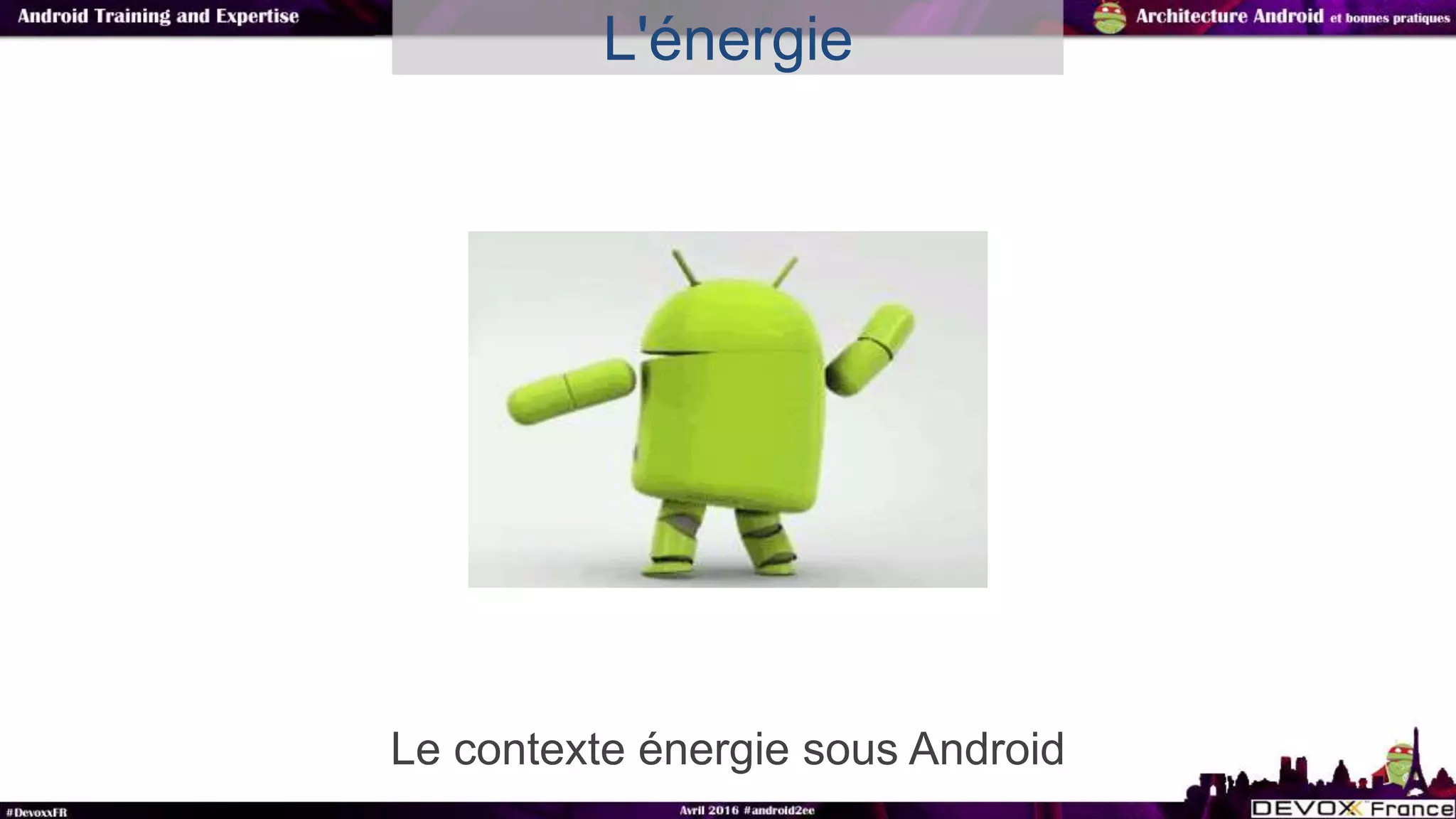 Le contexte énergie sous Android
L'énergie
 