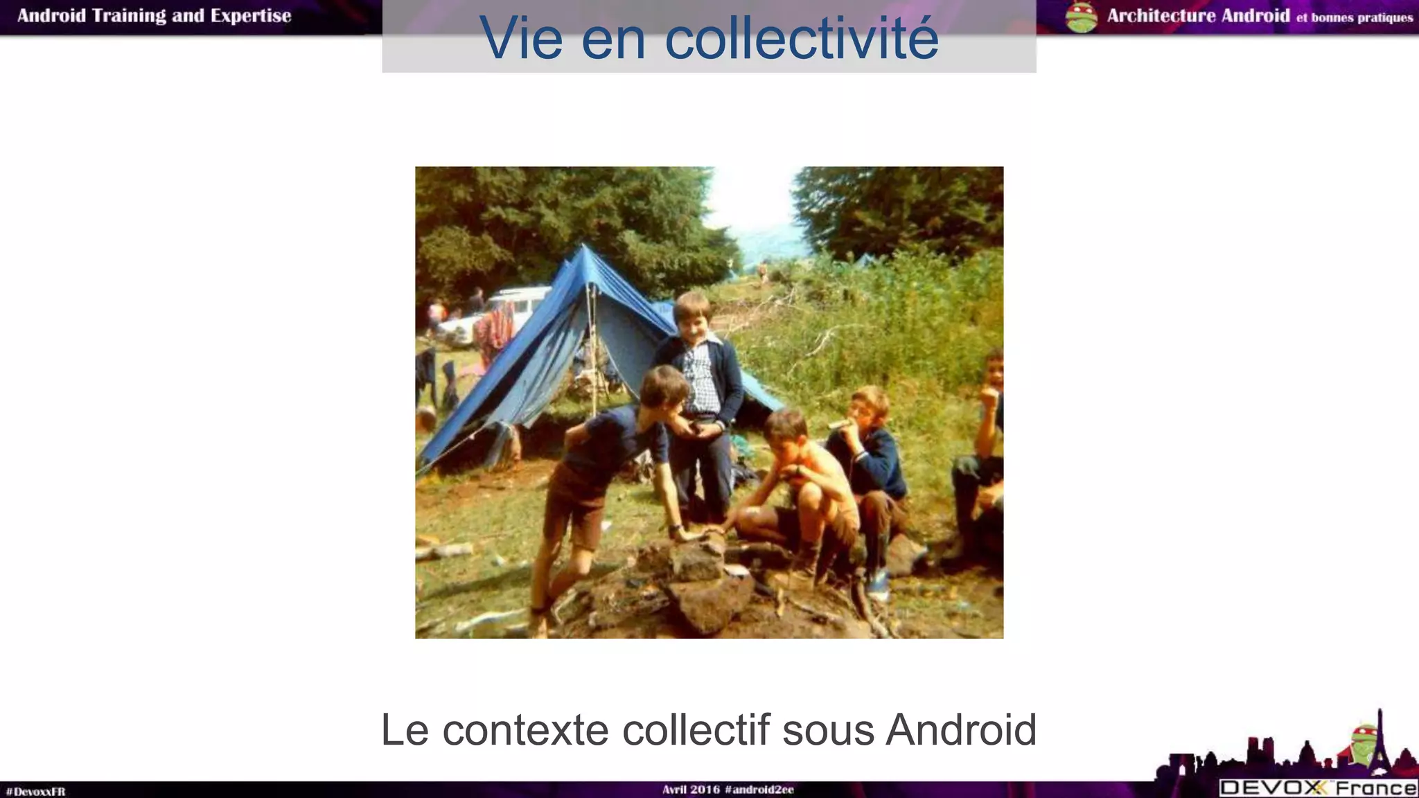 Le contexte collectif sous Android
Vie en collectivité
 