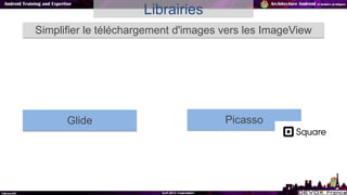 Librairies
Simplifier le téléchargement d'images vers les ImageView
Glide Picasso
 