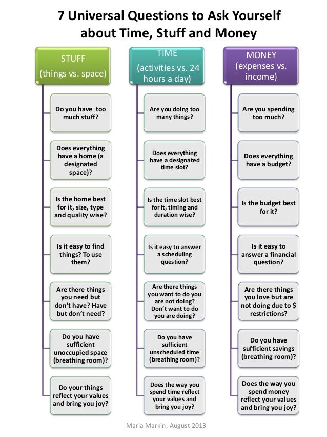 7 universal questions about time, stuff and money