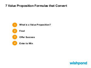 7 Value Proposition Formulas that Convert

1

What is a Value Proposition?

2

Free!

3

Offer Success

4

Enter to Win

 