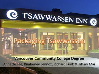 Vancouver Community College Degree
Annette Lee, Kimberley Lennox, Richard Funk & Tiffani Mai
 