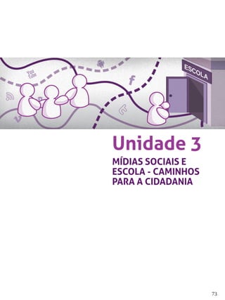 73 
Unidade 3 
MÍDIAS SOCIAIS E 
ESCOLA - CAMINHOS 
PARA A CIDADANIA 
 