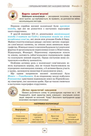 середньовічний світ західної європи Розділ 2
Варто запам'ятати!
Зовнішня колонізація — заснування поселень за межами
своєї...