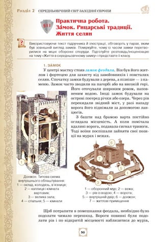 Розділ 2 СЕРЕДНЬОВІЧНИЙ СВІТ ЗАХІДНОЇ ЄВРОПИ
г Практична робота.
§11 Замок. Рицарські традиції.
Життя селян
Використовуючи...