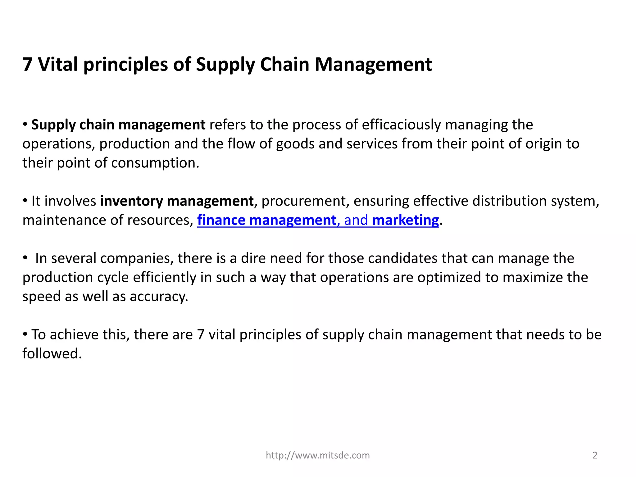7 Vital principles of Supply Chain Management | Distance MBA in SCM ...