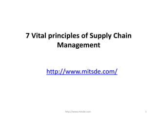 7 Vital principles of Supply Chain
Management
http://www.mitsde.com/
http://www.mitsde.com 1
 