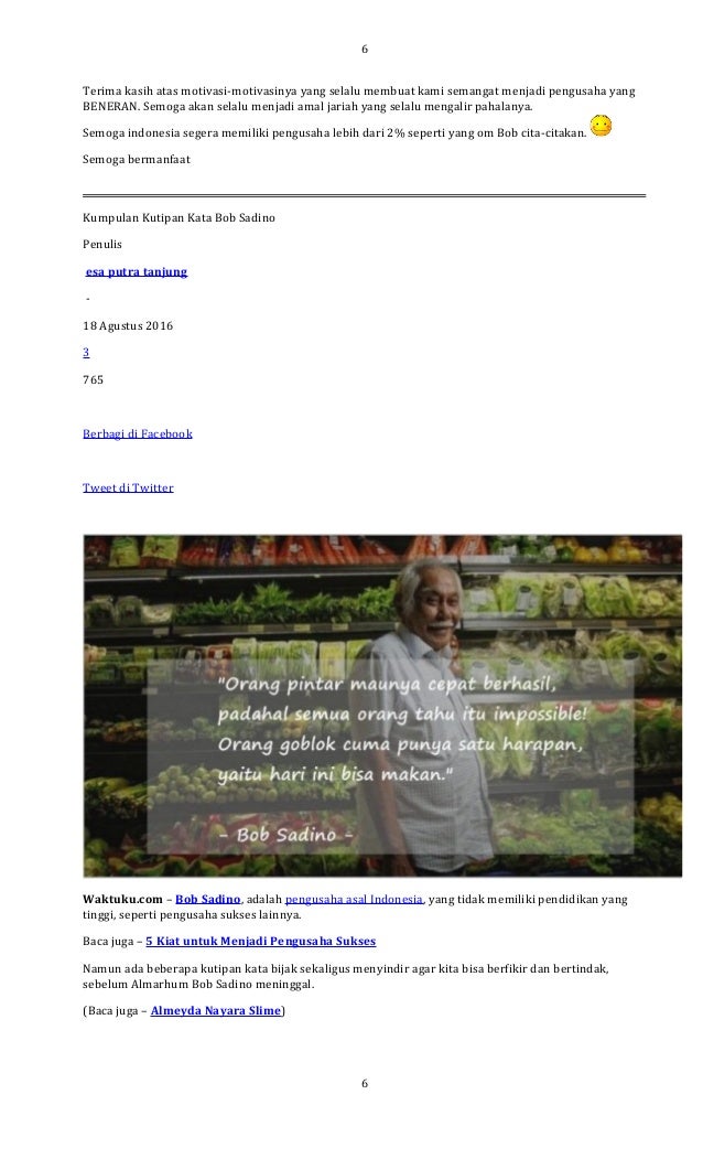 7 wasiat bob sadino kepada para calon pengusaha belum di print
