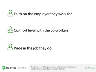 Always listen your employees. Employees
who feel listened to feel more connected
with the employer and motivated to do
the best work for the organization.
 