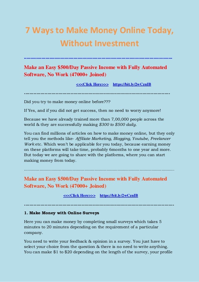 7 Ways To Make Money Online Today - 7 ways to make money online today without investment