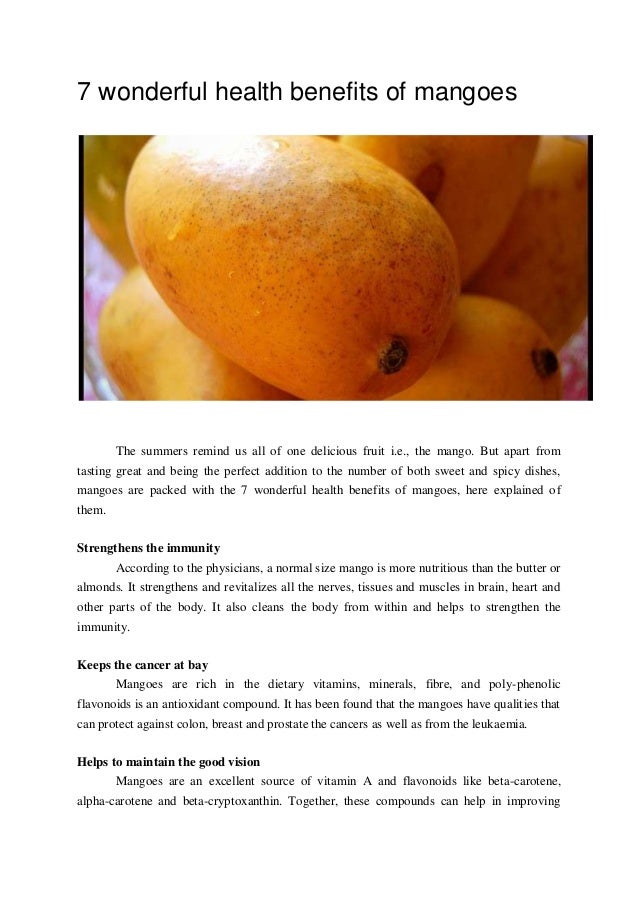 7 wonderful health benefits of mangoes