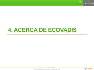DOCUMENT CLASSIFICATION:
ECOVADIS® CONFIDENTIAL – INTERNAL USE
4. ACERCA DE ECOVADIS
26
Inicio
 