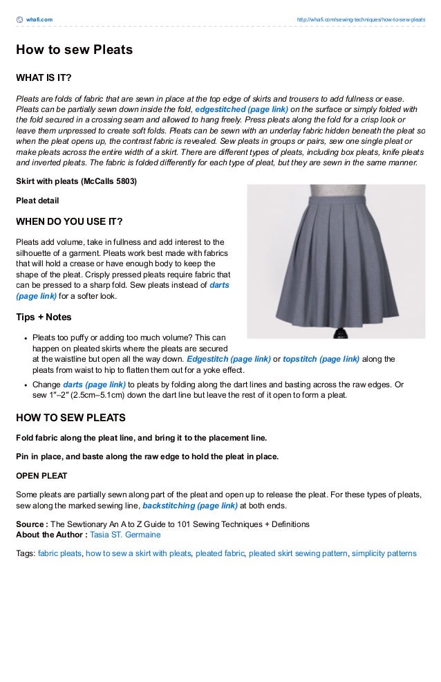 How to sew pleats