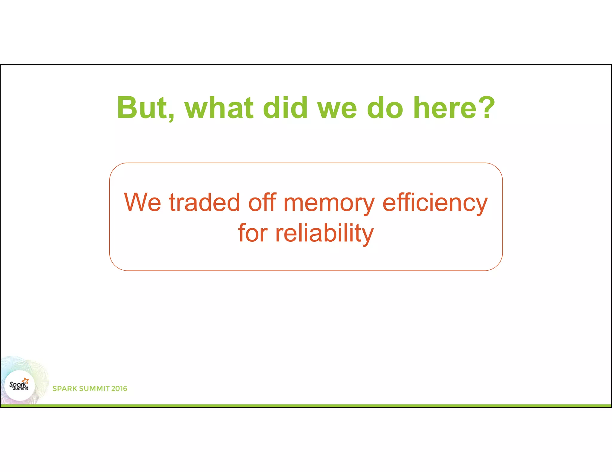 But, what did we do here?
We traded off memory efficiency
for reliability
 