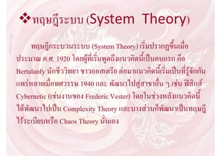 ทฤษฎีนี้ไดเขามามีบทบาทในการศึกษาทางสายสังคมศาสตรดวยเชนกัน
อาทิ Claud Levin และทฤษฎีที่ไดรับอิทธิพลโดยตรงจาก System T...
