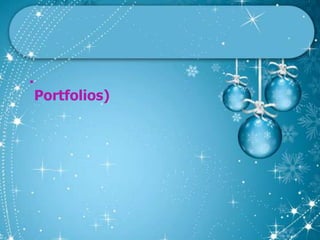 เครื่องมือที่ใช้ในการวัดผล(ต่อ)๗. การประเมินผลโดยใช้แฟ้มสะสมงาน (Portfolios) 	เป็นแนวทางการประเมินผลโดยการรวมข้อมูลที่ครูและผู้เรียนทำกิจกรรมต่าง ๆ ร่วมกัน โดยกระทำอย่างต่อเนื่องตลอดภาคเรียน ดังนั้นการวัดผลและประเมินผลโดยใช้แฟ้มสะสมงานส่วนหนึ่ง จะเป็นกิจกรรมที่สอดแทรกอยู่ใสภาพการเรียนประจำวัน โดยกิจกรรมที่สอดแทรกเหล่านี้จะวัด เนื้อหาที่เกี่ยวข้องกับสภาพชีวิตประจำวัน