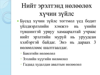 Нийт эрэлтэнд нөлөөлөх
         хүчин зүйлс
   Бусад хүчин зүйлс тогтмол үед бодит
    үйлдвэрлэлийн хэмжээ нь үнийн
    түвшинтэй урвуу хамааралтай учраас
    нийт эрэлтийн муруй нь уруудсан
    хэлбэртэй байдаг. Энэ нь дараах 3
    нөлөөллөөс шалтгаалдаг.
    ◦ Баялгийн нөлөөлөл
    ◦ Зээлийн хүүгийн нөлөөлөл
    ◦ Гадаад худалдан авалтын нөлөөлөл
 