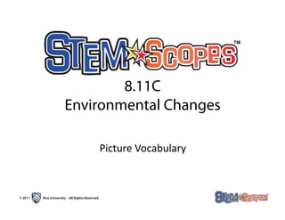 8.11C
                       Environmental Changes!

                                             !"#$%&'(!)*$+,&-+'.!



© 2011   Rice University – All Rights Reserved
 