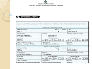 REGIONAL CUNDINAMARCA
Centro de la Tecnología del Diseño y la Productividad Empresarial
 