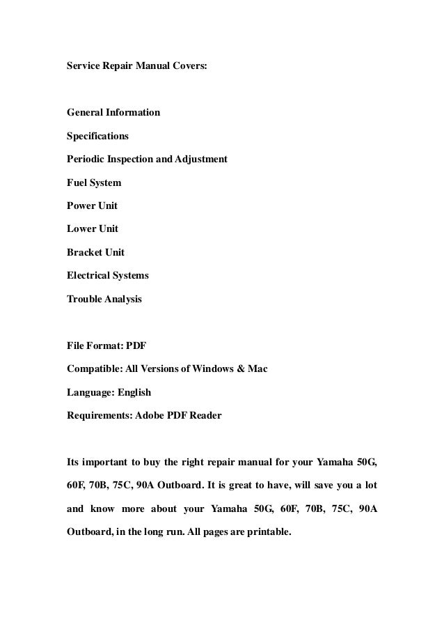 Yamaha Service Manual Outboard Download Yamaha Service Manual Outboard Download