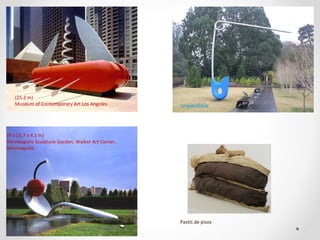 (25.2 m)
Museum of Contemporary Art Los Angeles
(9 x 15.7 x 4.1 m)
Minneapolis Sculpture Garden, Walker Art Center,
Minneapolis
Imperdible
Pastís de pisos
 