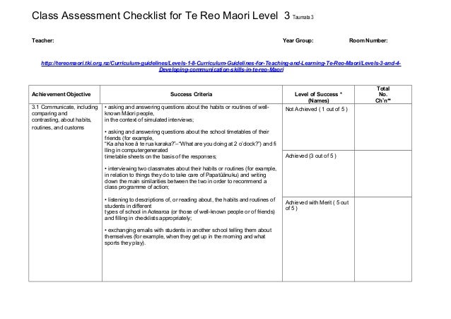 8. achievement checklist level 3