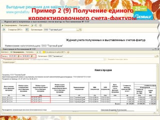 Пример 2 (9) Получение единого
корректировочного счета-фактуры
 