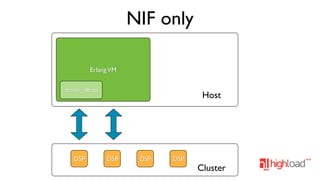 NIF only
Erlang VM
driver_lib.so

DSP

Host

DSP

DSP

DSP

Cluster

 