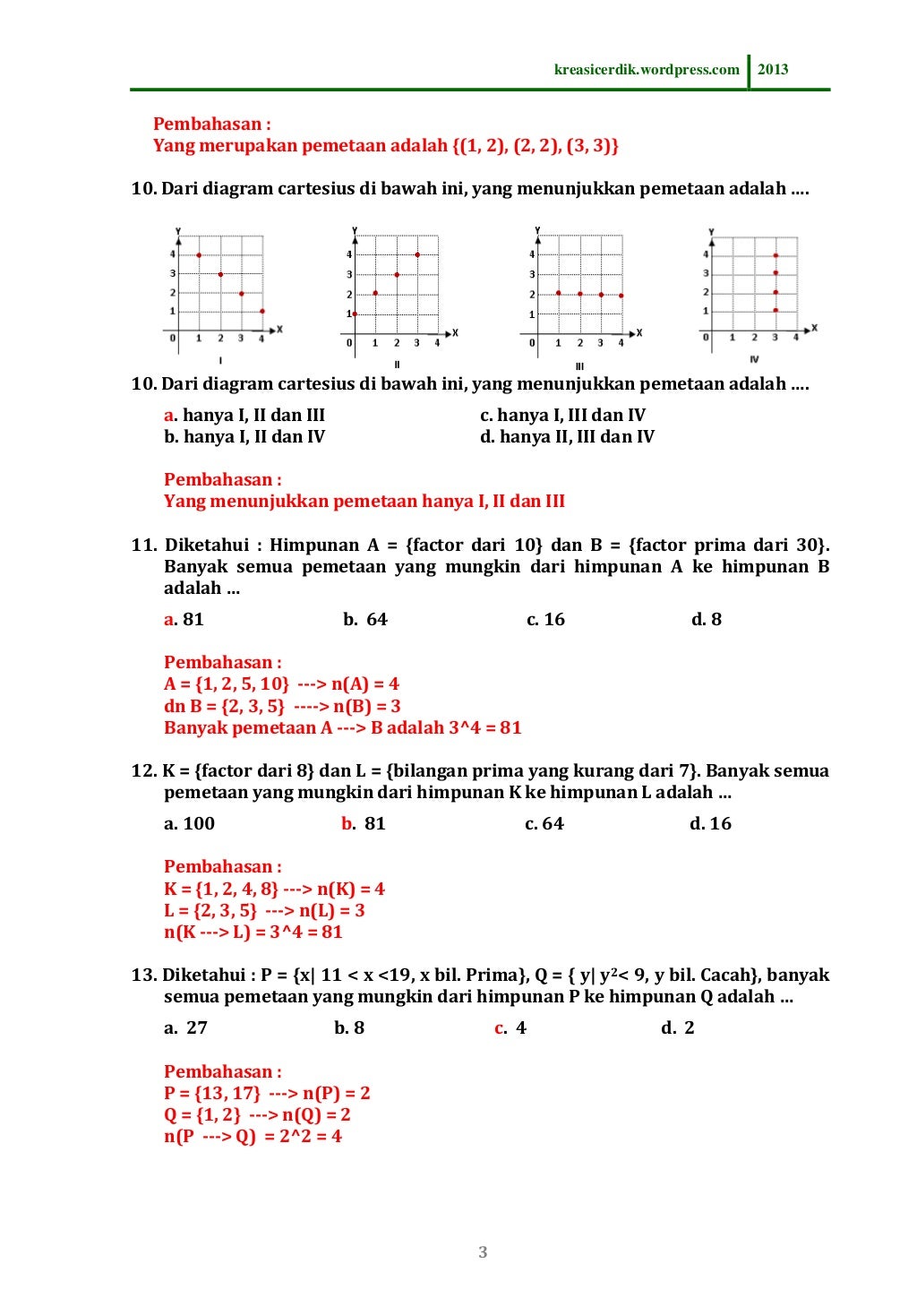 (8.3.1) soal dan pembahasan relasi fungsi, matematika sltp kelas 8