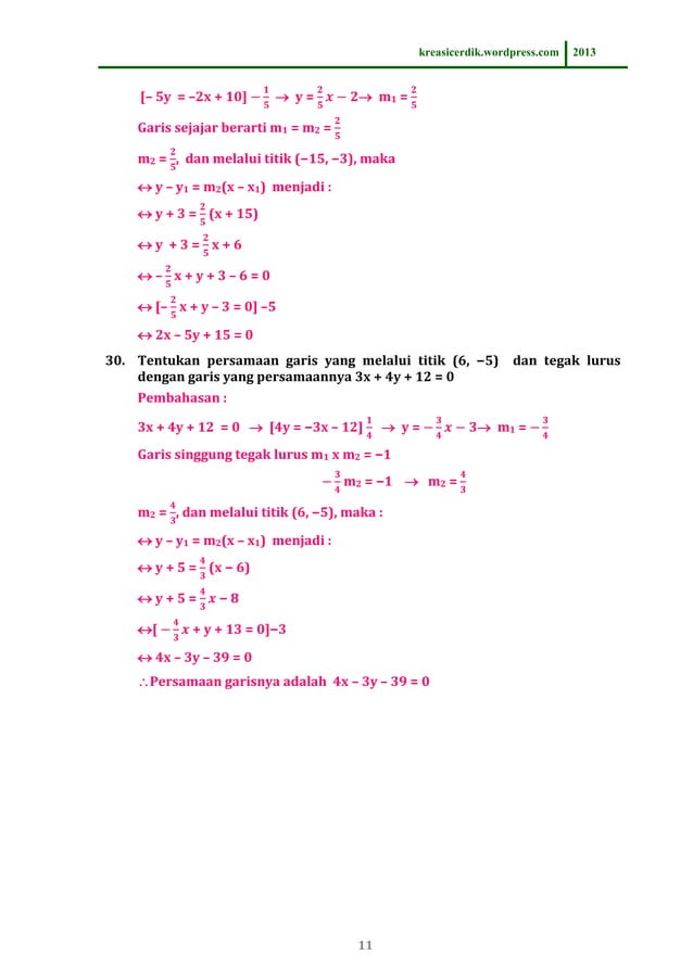  8 6 1 soal dan pembahasan persamaan garis lurus matematika sltp