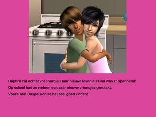 Daphne zat echter vol energie. Haar nieuwe leven als kind was zo spannend! Op school had ze meteen een paar nieuwe vriendjes gemaakt.  Vooral met Casper kon ze het heel goed vinden! 