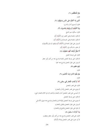 ‫ِ‬
‫ويْل لِلْميَففين (ٔ)‬
‫َ ٌ ُ ّْ َ‬

‫قالوف‬
‫ِ‬
‫الَّذين إِذَا اكتَالُوا علَى النَّاس يَستَػوفُوف (ٕ)‬
‫ْ‬
‫ِ ْ ْ َ‬
‫َ‬
‫َ‬
‫قالوف ٍب دوري أماؿ (الناس)‬
‫وإِذا كالُوهم أَو وزنُوهم يُخسروف (ٖ)‬
‫َ َ َ ُ ْ ْ ََ ُ ْ ْ ِ ُ َ‬
‫قالوف بسكوف ميم اعبمع‬
‫ٍب قالوف بالصلة وعلى القصر ُب (كالُوىم أَو)‬
‫َ ُْ ْ‬

‫ٍب قالوف بالصلة وعلى التوسط ُب (كالُوىم أَو)‬
‫َ ُْ ْ‬

‫ٍب ورش على طوؿ الصلة ُب (كالُوىم أَو) وترقيق الراء ُب (ىبْسروف)‬
‫ُ ُِ َ‬
‫َ ُْ ْ‬

‫ٍب خلف بالسكت ُب (كالُوىم أَو)‬
‫َ ُْ ْ‬
‫أََل يَظُن أُولَئِك أَنَّهم م ْبػعوثُوف (ٗ)‬
‫َ ُّ‬
‫َ ػُ ْ َ ُ َ‬
‫قالوف على توسط اؼبتصل‬

‫ٍب قالوف على توسط اؼبتصل بالصلة و ج معو ابن كثًن وأبو جعفر‬
‫اندر‬
‫ٍب ورش على طوؿ اؼبتصل و ج معو ضبزة‬
‫اندر‬
‫ْ َِ ٍ‬
‫لِيَػوٍـ عظيم (٘)‬
‫قالوف‬
‫ِ‬
‫يَػوـ يَػقوـ النَّاس لِرب الْعالَمين (ٙ)‬
‫ْ َ ُ ُ ُ َ ّْ َ َ‬
‫قالوف‬
‫َ َّ َ ُ َّ ِ ِ ِ ّْ ٍ‬
‫كآل إِف كِتَاب الْفجار لَفي سجين (ٚ)‬
‫قالوف على قصر اؼبنفصل‬
‫ٍب دوري على قصر اؼبنفصل وأماؿ (الفجار)‬
‫ٍب السوسي على قصر اؼبنفصل أماؿ (الفجار) وأدغم الراء ُب الالـ (الفجار لفي)‬
‫ٍب قالوف على توسط اؼبنفصل‬
‫ٍب دوري على توسط اؼبنفصل واإلمالة ُب (الفجار) و ج معو دوري الكسائي‬
‫اندر‬
‫ٍب ورش على طوؿ اؼبنفصل وتقليل (الفجار)‬
‫ٍب ضبزة على طوؿ اؼبنفصل والفتح ُب (الفجار)‬
‫ِ‬
‫ومآ أَدراؾ ما سجين (ٛ)‬
‫َ َ ْ َ َ َ ّْ ٌ‬
‫قالوف على قصر اؼبنفصل و ج معو ابن كثًن وأبو جعفر ويعقوب‬
‫اندر‬
‫ٍب أبو عمرو على قصر اؼبنفصل وإمالة (أَدراؾ)‬
‫َْ َ‬
‫952‬

 