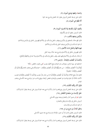 ‫والسمآء رفَػعها ووضع الْميزاف (ٚ)‬
‫َ َّ َ َ َ َ َ َ َ َ َ ِ َ َ‬

‫قالوف على توسط اؼبتصل ٍب ورش بطوؿ اؼبد اؼبتصل و ج معو ضبزة‬
‫اندر‬
‫ِ ِ‬
‫أََل تَيْغَوا فِي الْميزاف (ٛ)‬
‫َ‬
‫َّ ْ‬
‫قالوف‬
‫وأَقِيموا الْوزف بِالْقسَ وَل تُخسروا الْميزاف (ٜ)‬
‫َ ُ َ ْ َ ِ ْ ِ ََ ْ ِ ُ ِ َ َ‬
‫ِ‬
‫قالوف ٍب ورش برتقيق الراء ُب (زبْسروا)‬
‫ُ ُ‬
‫َ ْ ْ َ َ َََ ْ ِ‬
‫واَِرض وضعها لِلَنَاـ (ٓٔ)‬
‫قالوف ثم خالد بالتحقيق ُب (اْلرض) ووقف بالنقل والسكت ُب (لألناـ) ثم ورش بالنقل ُب (اَلرض) ولالناـ)‬
‫ٍب ضبزة بالسكت ُب (اْلرض) وعليو النقل والسكت ُب (لألناـ)‬
‫ُ ْ َِْ‬
‫فِيها فَاكِه ٌ والنَّخل ذَات اَِكماـ (ٔٔ)‬
‫َ َة َ ْ ُ‬
‫قالوف ثم ورش بالنقل ُب (اَلَكماـ) و ج معو خالد بوجو النقل‬
‫اندر‬

‫ٍب خالد بالسكت ُب (اْلكماـ) ثم خلف وقف بالنقل والسكت ُب (اْلكماـ) وبال غنة ُب (فَاكِه ٌ والنَّخل)‬
‫َة َ ْ ُ‬

‫والْحَ ذُو الْعصف والريْحاف (الرحمن:ٕٔ)‬
‫َ َ ُّ‬
‫َ ْ ِ َ َّ َ ُ‬
‫الشاطبية ُب سورة الرضبن: و(واغبب ذو الروباف) رفع ثالثها بنصب كفى والنوف باػبفض شكال‬
‫ِ َّ ْ ِ‬
‫[واغبَػب ذُا الْعصػف والروبَػػاف : ابػن عامر][واغبَػب ذُو الْعصػػف والروبَػاف : ضبػزة والكسػػائي وخلػف العاشػر][ واغبَػػب ذُو‬
‫َ ْ ُّ‬
‫َ ْ ُّ‬
‫َ ْ َّ َ ْ ِ َ َّ ْ َ‬
‫َْ َ‬
‫الْعصف والروبَاف: الباقوف]‬
‫َ ْ ِ َ َّ ْ ُ‬
‫قػػالوف ق ػرأ برفػػع الثالثػػة (واغبَػػب ذُو الْعص ػف والروبَػػاف) ٍب ابػػن عػػامر ق ػرأ بنصػػب (واغبَػػب ذُا الْعصػػف والروبَػػاف) لنصػػب‬
‫َ ْ ُّ‬
‫َ ْ َّ َ ْ ِ َ َّ ْ َ‬
‫َ ْ ِ َ َّ ْ ُ‬
‫ِ‬
‫ِ‬
‫اْلظبػػاء الثالثػػة ٍب ضبػػزة (واغبػػب ذو العصػػف والروبػػاف) خبفػػض الروبػػاف ورفػػع (اغبػػب ذو ) وانػ ج معػػو الكسػػائي وخلػػف‬
‫ػدر‬
‫ُ‬
‫العاشر‬
‫ّْ آ َ ِ ُ َ ّْ ِ‬
‫فَبِأَي َّلء ربّْكما تُكذبَاف (ٖٔ)‬
‫َ َ‬
‫قالوف على توسط اؼبتصل ٍب ورش مع (قصر) البدؿ (آآلء) ج معو ضبزة ٍب ورش على توسط وطوؿ البدؿ(آآلء)‬
‫اندر‬
‫َ َ ِْ َ َ ِ ْ َ َ ٍ َ َ خ ِ‬
‫خلَق اَنْساف من صلْصاؿ كالْف َّار (ٗٔ)‬
‫قالوف ثم أبو عمرو أماؿ (الفخار) ومعو دوري الكسائي‬
‫ٍب ورش بالنقل ُب (اإلنساف) وقلل (الفخار)‬
‫ٍب ضبزة بالسكت ُب (اإلنساف)‬
‫َ َ َ َ َّ ِ ْ َ ر ٍ ِ ْ ٍ‬
‫وخلَق الْجآف من ما ِج من نَار (٘ٔ)‬
‫قالوف ٍب ورش بتقليل (النار) ٍب أبو عمرو باإلمالة (نار) و ج معو دوري الكسائي‬
‫اندر‬
‫ّْ آ َ ِ ُ َ ّْ ِ‬
‫فَبِأَي َّلء ربّْكما تُكذبَاف (ٙٔ)‬
‫َ َ‬
‫قالوف على توسط اؼبتصل ٍب ورش مع (قصر) البدؿ (آآلء) ج معو ضبزة ٍب ورش على توسط وطوؿ البدؿ(آآلء)‬
‫اندر‬
‫84‬

 