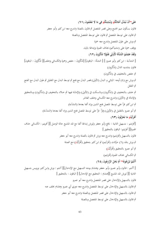 ‫علَى~أَف نُػبَ ّْؿ أَمثَالَكم ونُػ ْنشئَكم فِي ما َل تَػعلَموف (ٔٙ)‬
‫ْ دَ ْ ُ ْ َ ِ ُ ْ َ َ ْ ُ َ‬
‫َ‬

‫قالوف بسكوف ميم اعبمع وعلى قصر اؼبنفصل ٍب قالوف بالصلة و ج معو ابن كثًن وأبو جعفر‬
‫اندر‬

‫ٍب قالوف على توسط اؼبنفصل ٍب قالوف على توسط اؼبنفصل وبالصلة‬
‫ٍب ورش على طوؿ اؼبنفصل و ج معو ضبزة‬
‫اندر‬
‫ووقف ضبزة على (ننشياكم) حبذؼ اؽبمزة وإبداؽبا بالياء‬
‫ولَقد علِمتُم النَّشأَةَ اُِولَى فَػلَوَل تَذكروف (ٕٙ)‬
‫َ َْ َ ْ ُ ْ ْ‬
‫ْ َ َ َّ ُ َ‬
‫[ النشآءة : ابن كثًن وأبو عمرو ] [ النشأة : الباقوف] [تَذكروف : حفص وضبزة والكسائي وخلف][ تَذكروف : الباقوف]‬
‫َّ َّ ُ َ‬
‫َ َّ ُ َ‬
‫قالوف بتشديد الذاؿ (تذكروف)‬
‫ّّ‬

‫ٍب حفص بالتخفيف ُب (تذكروف)‬
‫ّّ‬
‫ٍب ورش مع (ٗ) أوجو :اليائي و البدؿ (اْلوىل) قصر البدؿ مع فتح ٍب توسط البدؿ مع التقليل ٍب طوؿ البدؿ مع الفتح‬
‫ٍب التقلل‬
‫ٍب خلػػف بػػالتخفيف ُب (ت ػذكروف) وبالسػػكت ُب (اْلوىل) واإلمالػػة فيهػػا ٍب خ ػالد بػػالتخفيف ُب (ت ػذكروف) وبػػالتحقيق‬
‫ّّ‬
‫ّّ‬
‫واإلمالة ُب (اْلوىل) و ج معو الكسائي وخلف العاشر‬
‫اندر‬
‫ٍب ابن كثًن قرأ على توسط اؼبتصل فتح الشٌن وزاد ألفا بعدىا (النشآءة)‬
‫ٍب أبو عمرو بالتقليل ُب (اْلوىل) وقرأ قرأ على توسط اؼبتصل فتح الشٌن وزاد ألفا بعدىا (النشآءة)‬
‫أَفَػرأَيْػتُم ما تَحرثُوف (ٖٙ)‬
‫َ ْ َ ُْ َ‬

‫[أفرايتم : بتسهيل الثانية : نافع وأبو جعفر ولورش إبداؽبا ألفا مع اؼبد اؼبشبع حالة الوصل ][ أفريتم : الكسائي حذؼ‬
‫اؽبمزة][ أفرايتم: الباقوف بالتحقيق ]‬
‫قالوف بالتسهيل (أفرايتم) و ج معو ورش ٍب قالوف بالصلة و ج معو أبو جعفر‬
‫اندر‬
‫اندر‬
‫ٍب ورش باؼبد (ٙ) كات (أفرآيتم) ٍب ابن كثًن بتحقيق (أَفَػرأَيْػتُم) مع الصلة‬
‫حر‬
‫َ ْ‬
‫ٍب أبو عمرو بالتحقيق (أَفَػرأَيْػتُم)‬
‫َ ْ‬

‫ٍب الكسائي حبذؼ اؽبمزة (أفرايتم)‬
‫أَأَنْػتُم تَػزرعونَهُ~ أَـ نَحن الزارعوف (ٗٙ)‬
‫ْ ْ ُ َّ ِ ُ َ‬
‫ْ َُْ‬

‫[ أأنػػتم : قػػالوف وأبػػو عمػػرو وأبػػو جعفػػر وىشػػاـ بوجػػو التسػػهيل مػػع اإلدخػػاؿ][ أانػػتم : ورش وابػػن كثػػًن ورويػػس بتسػػهيل‬
‫الثانية ][ لورش اؼبد اؼبشبع ][ىشاـ : التحقيق مع اإلدخاؿ] [ الباقوف : بالتحقيق ]‬

‫قالوف بالتسهيل واإلدخاؿ على قصر اؼبنفصل و ج معو أبو عمرو‬
‫اندر‬
‫ٍب قالوف بالتسهيل واإلدخاؿ على توسط اؼبنفصل و ج معو دوري أيب عمرو وىشاـ خبلف عنو‬
‫اندر‬
‫ٍب قالوف بالتسهيل واإلدخاؿ على قصر اؼبنفصل وبالصلة و ج معو أبو جعفر‬
‫اندر‬
‫ٍب قالوف بالتسهيل واإلدخاؿ على توسط اؼبنفصل وبالصلة‬
‫36‬

 