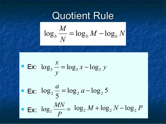Quotient rule for logarithms