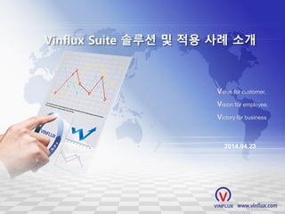 Vinflux Suite 솔루션 및 적용 사례 소개
Value for customer,
Vision for employee,
Victory for business
2014.04.23
 
