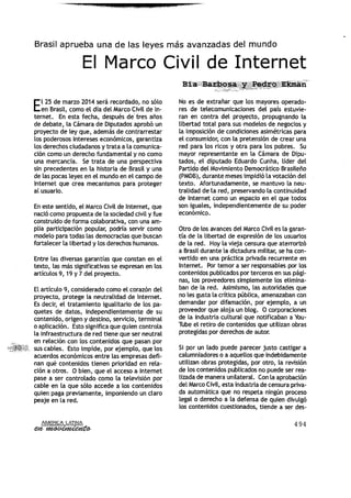 América Latina: Brasil aprueba una de la leyes más avanzadas del mundo El Marco Civil de Internet