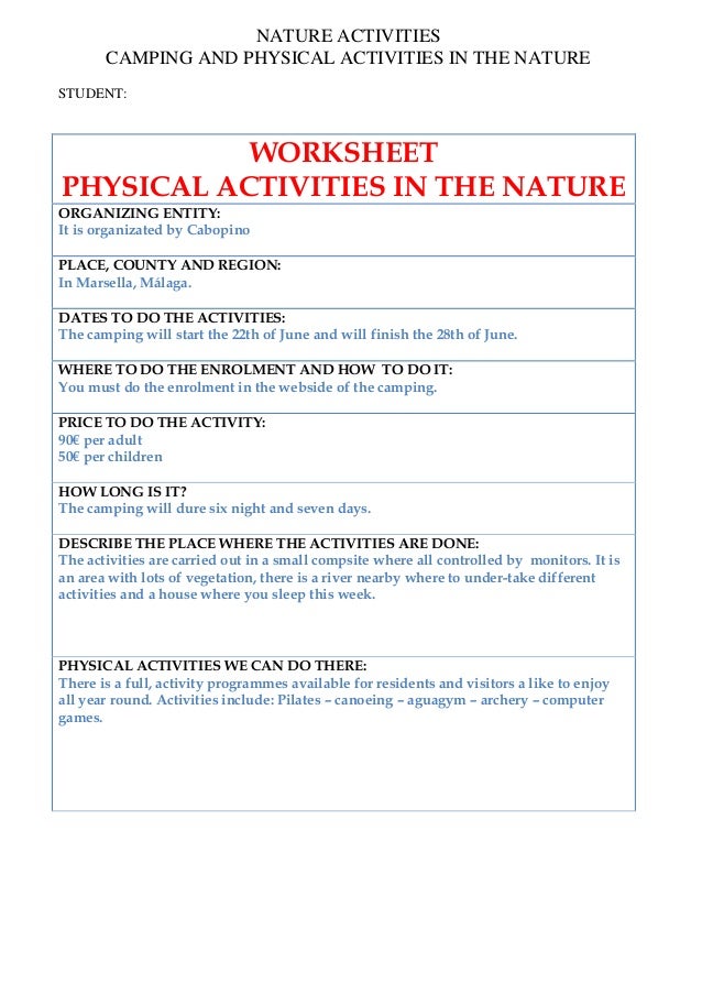 activities or nature