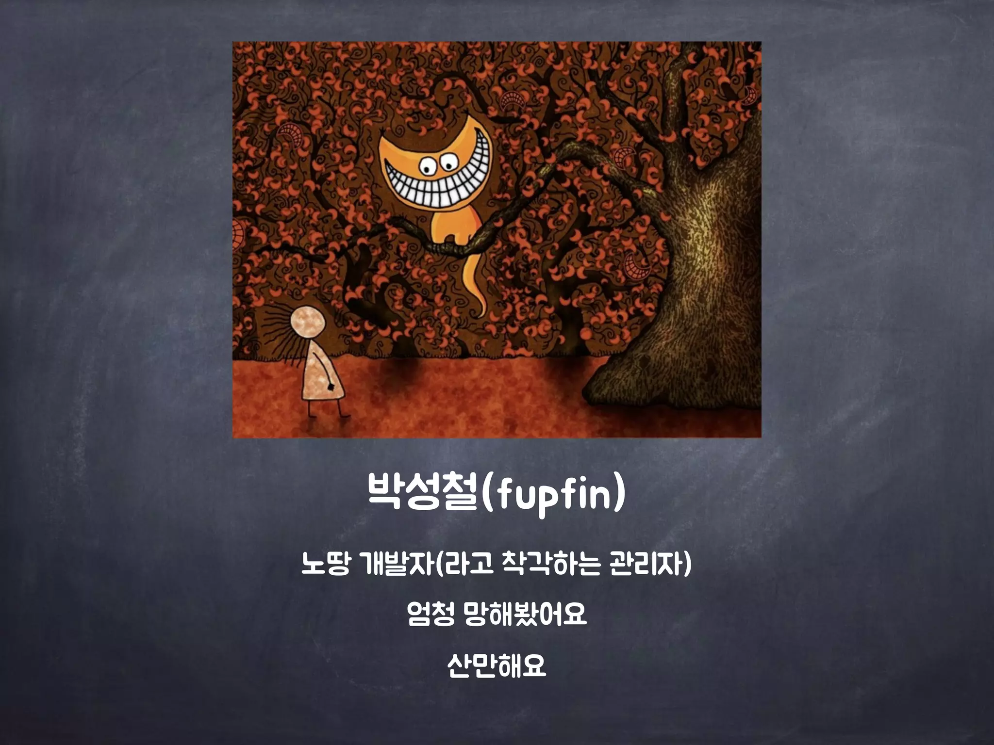 박성철(fupfin)
노땅 개발자(라고 착각하는 관리자)
엄청 망해봤어요
산만해요
 