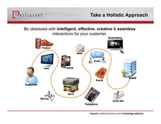 Take a Holistic Approach 
Be obsessed with intelligent, effective, creative & seamless 
interactions for your customer. 
 