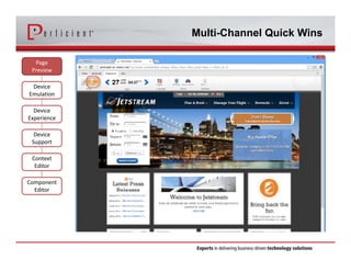 Multi-Channel Quick Wins 
Page 
Preview 
Device 
Emulation 
Device 
Experience 
Device 
Support 
Context 
Editor 
Component 
Editor 
 