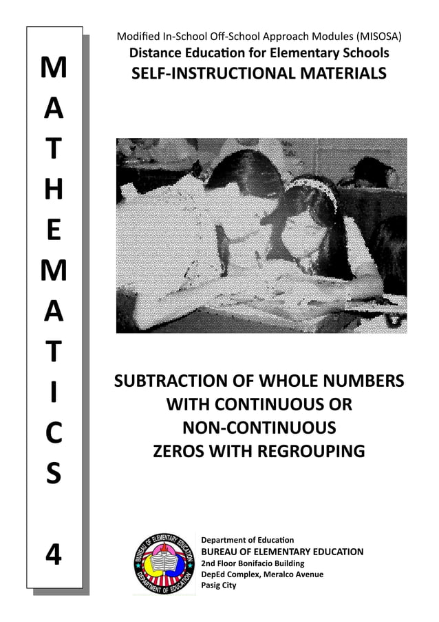 subtraction of whole numbers with continuous or non continuous zeros