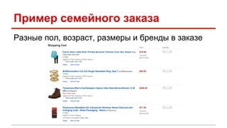 Пример семейного заказа 
Разные пол, возраст, размеры и бренды в заказе 
 