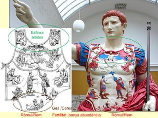 Esfinxs alades 
Ròmul/Rem 
Ròmul/Rem 
Gea /Ceres 
Fertilitat: banya abundància  