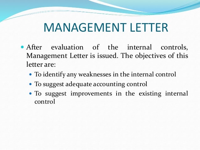 management letter weakness of internal new 8. control