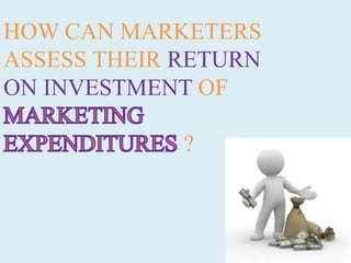 HOW CAN MARKETERS
ASSESS THEIR RETURN
ON INVESTMENT OF
?
 