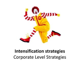 Intensification strategies
Corporate Level Strategies
 
