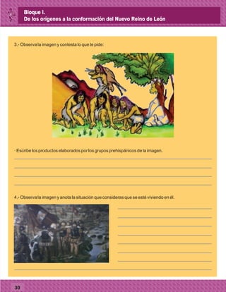 30
· Escribe los productos elaborados por los grupos prehispánicos de la imagen.
4.- Observa la imagen y anota la situación que consideras que se esté viviendo en él.
3.- Observa la imagen y contesta lo que te pide:
 